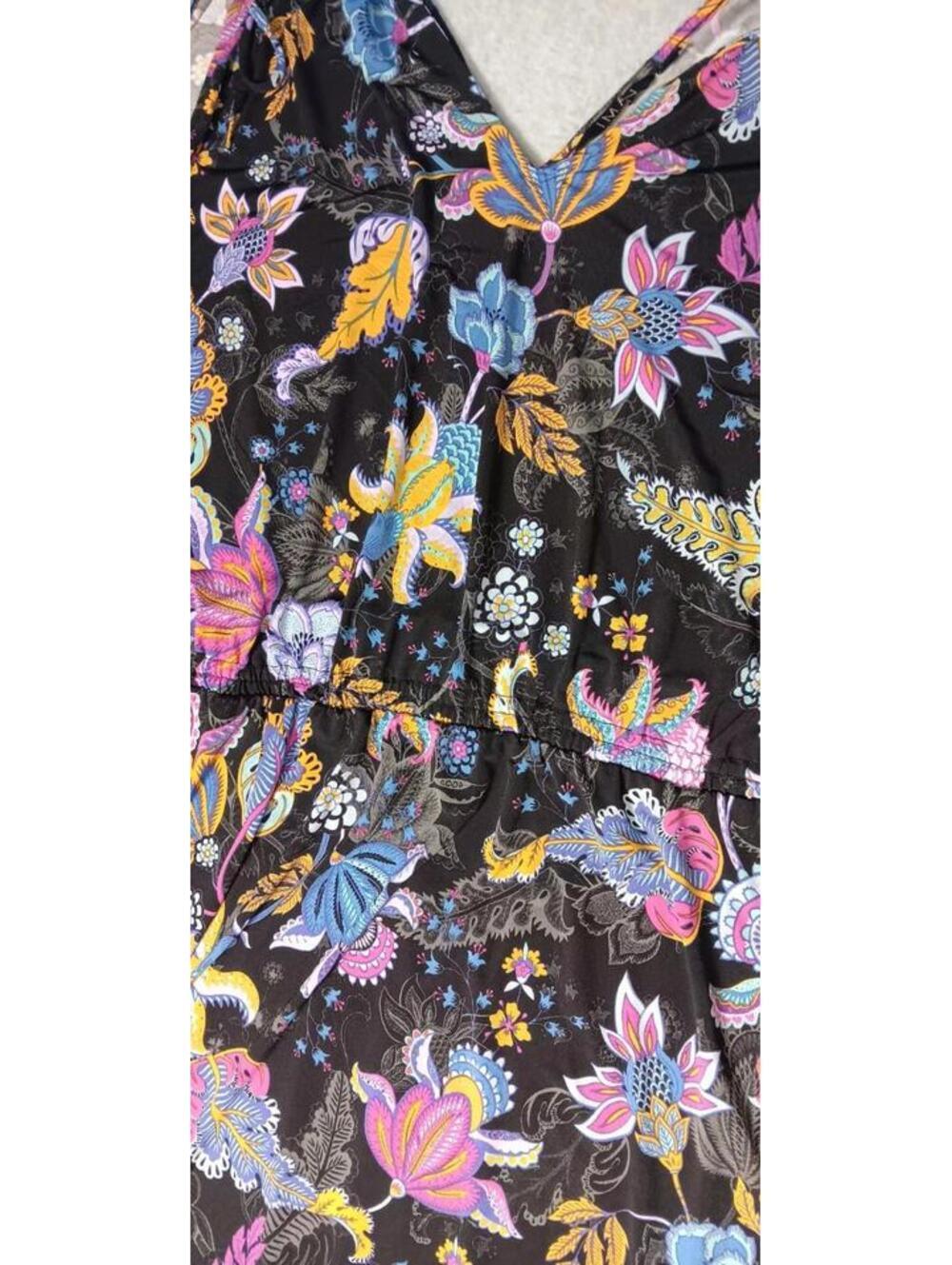 Iman Sleeveless Maxi Dress Womens Size 5XT Black And Bright Floral Vneck... - Picture 5 of 12